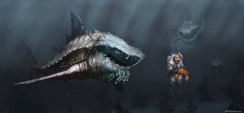 wildlife, illustration, nature, people, hunger, water, sharks, vertebrate, chain, marine, animal Teeth, blue, animals in the wild, under water, carnivore
