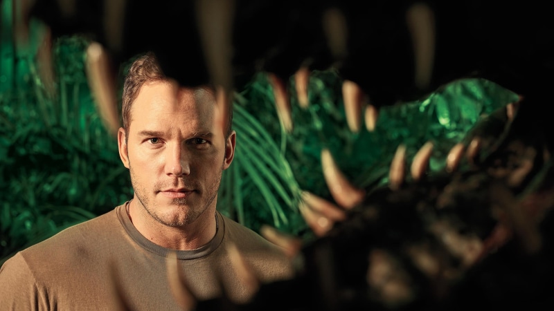 headshot, jurrasic world fallen, front view, males, armed forces, government, mid adult men, beard, men, close-up, one person, indoors, Jurassic Park, body part