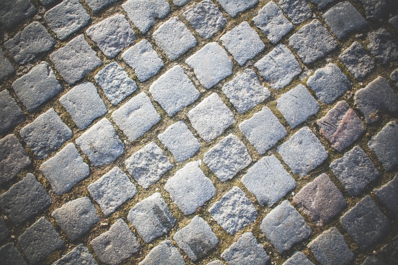 dirty, brick, high angle view, cobblestone, concrete, backgrounds, paving stone, shape, solid, walking, Block, day, rough, close-up, stone, geometric shape
