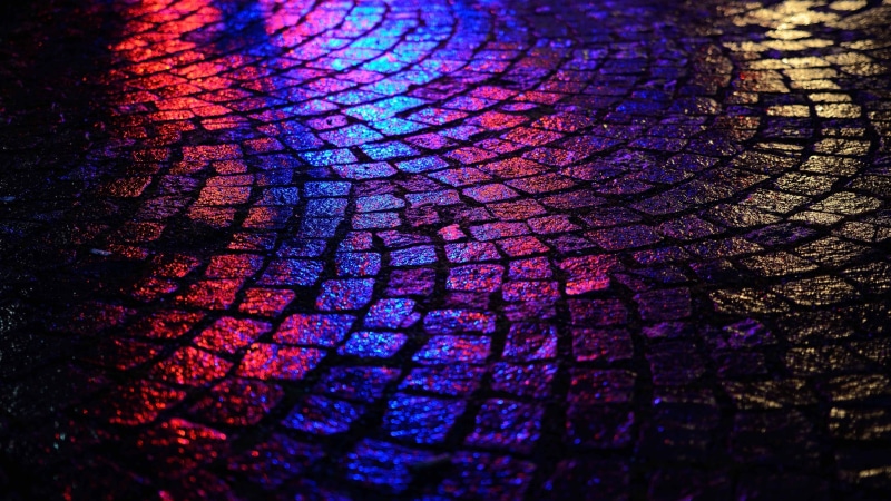 abstract, multi colored, textured, reflection, pattern, 4K, purple, cobblestone, outdoors, full frame, no people, selective focus, nature, natural pattern