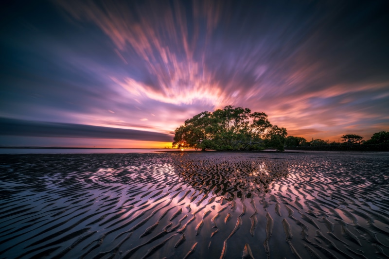 scenics - nature, tranquil scene, outdoors, summer, reflection, beach, light, body, sky, nature, sea, horizon over water, nudgee beach, landscape, ripples