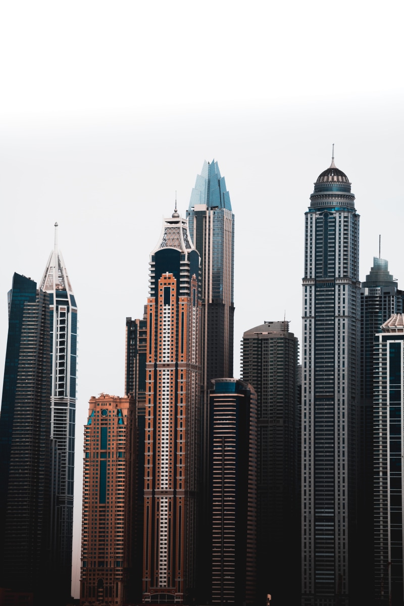 cityscape, 5K, architecture, financial district, urban skyline, scale, building, sky, high, landscape, residential district, clear sky, outdoors, city