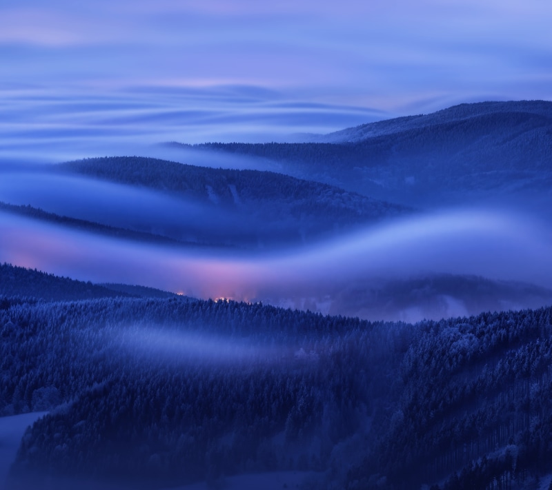 Huawei Mate 10, outdoors, tranquil scene, Stock, Foggy, non-urban scene, cold temperature, Mountains, pine tree, cloud - sky, fog, nature, forest, woodland