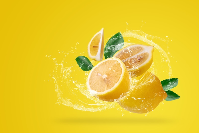 squirt, lemon, yellow, background, water, 5K, citrus