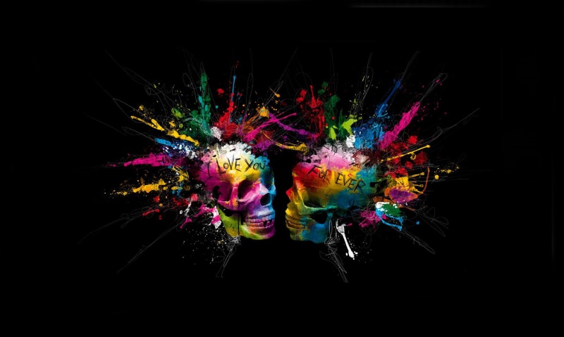 illustration, studio shot, love forever, lighting equipment, red, bright colors, shape, illuminated, eternal love, abstract, exploding, art, blue, splashing