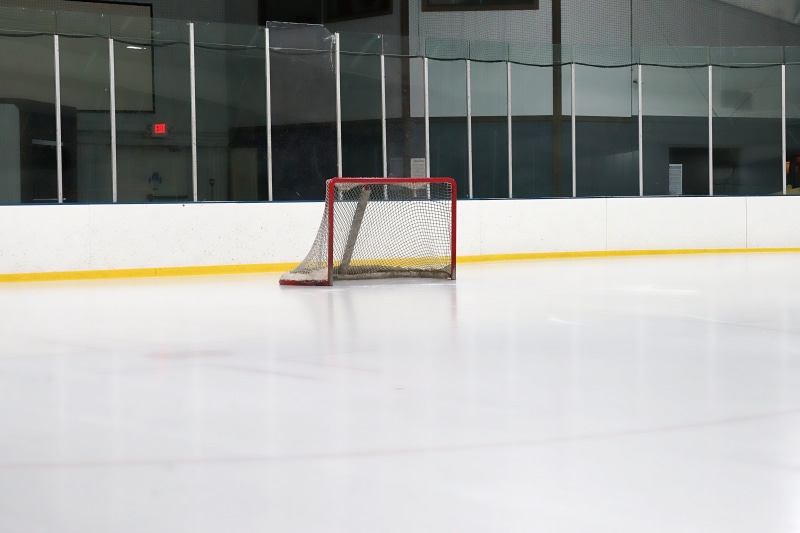 snow, ice, hockey, rink, absence, modern, ice rink, ice hockey, net - sports equipment, built structure, day, sports, indoors, stadium, winter sport, white color