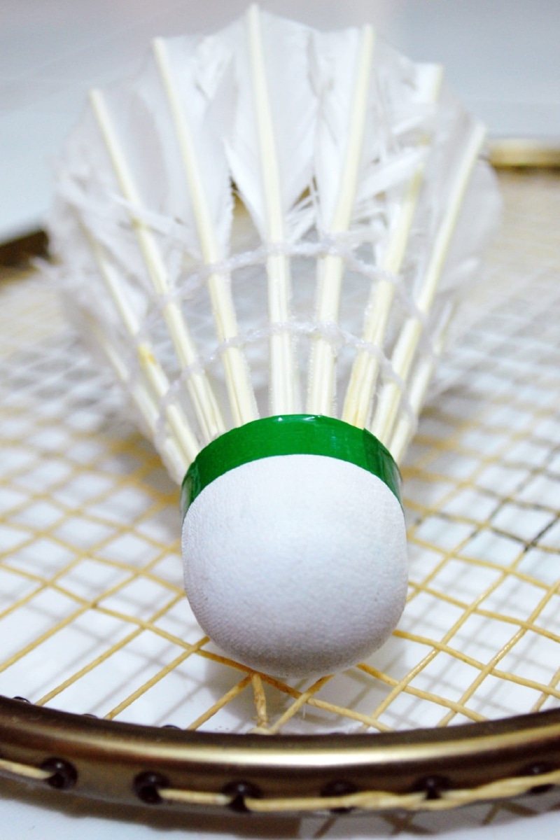 green color, badminton, exercise, no people, birdie, health, game, sport, egg, fun, container, drinking straw, still life, basket, white color, shuttlecock