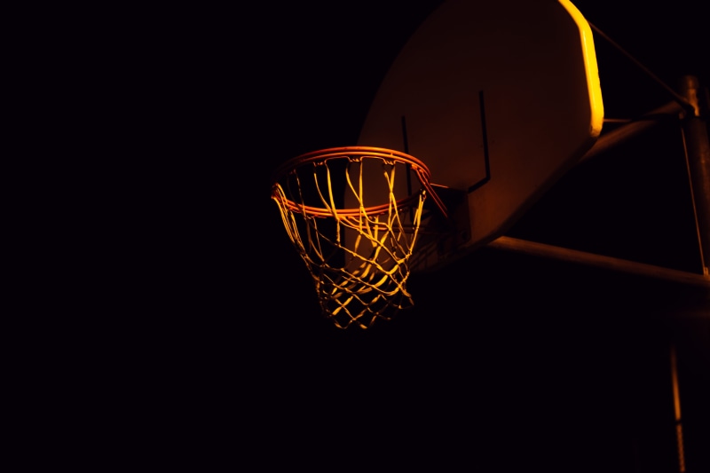 night, lighting equipment, sport, ring, motion, glowing, basketball hoop, 5K, basketball, basketball - sport, low angle view, no people, nature, net - sports equipment
