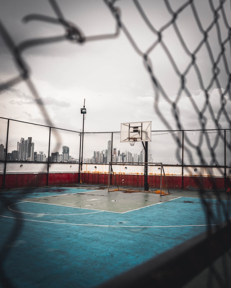 architecture, absence, metal, barrier, net - sports equipment, water, white, cloud, sport, black, outdoors, sky, no people, chain, tube, day, cloud - sky
