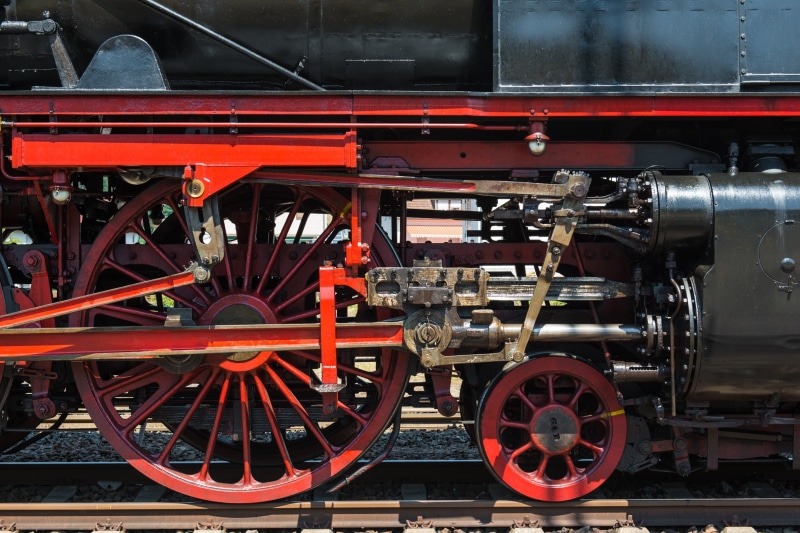 nostalgia, connecting rods, railway, locomotive, metal, chassis, manufacturing equipment, close-up, rail transportation, retro styled, linkage, railroad track