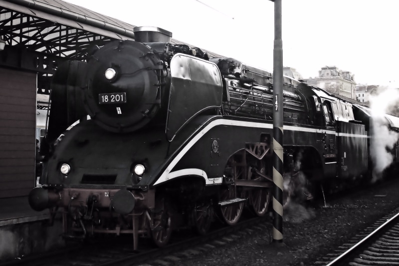 shunting yard, steam train, 4K, rail transportation, dr-18-201, railroad station, no people, transportation, outdoors, track, steam locomotive, drive wheels