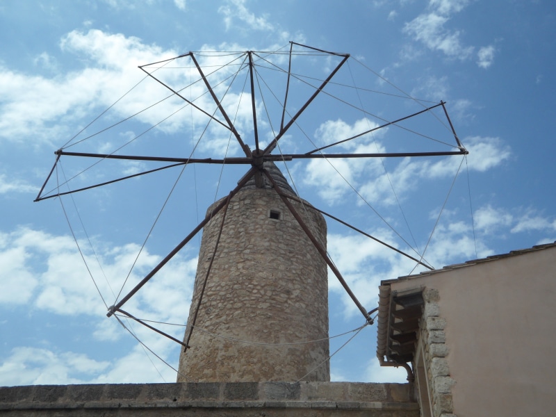 alternative energy, power supply, renewable energy, low angle view, perspective, no people, windmill, outdoors, stony, sky, architecture, building, fuel and power generation