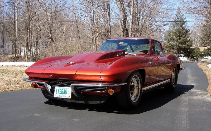 nature, city, tree, car, red cars, outdoors, motor vehicle, red, day, 720P, transportation, Chevrolet Corvette Stingray, street, no people, land vehicle