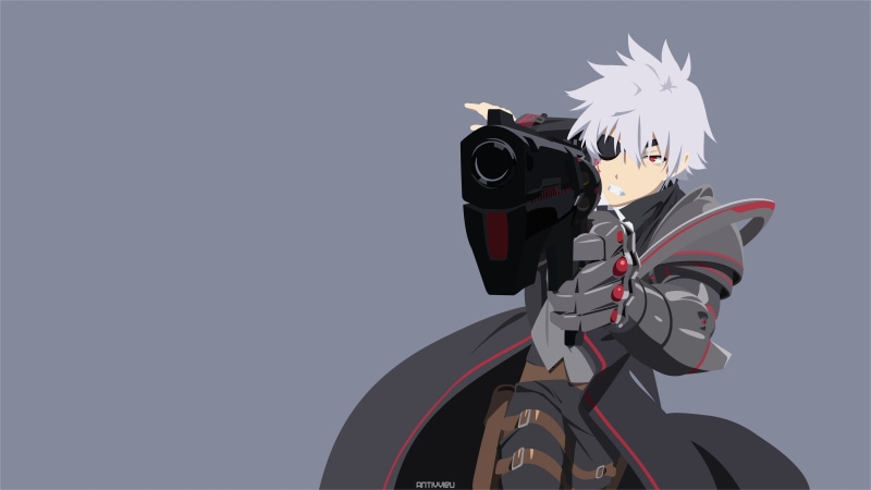 Red Eyes, Arifureta Shokugyou de Sekai Saikyou, Arifureta Shokugyou de Sekai Saikyo, Anime, Hajime Nagumo, Arifureta, Minimalist, Revolver, Gun, White Hair