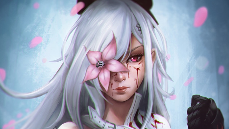 Long Hair, 1080P, Video Game, Rose, Drakengard 3, Flower, Eye Patch, Blood
