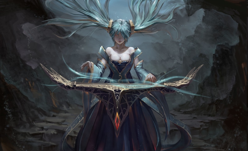 Blue Hair, sexy anime, creativity, nature, 2K, art and craft, beauty, front view, fantasy Art, young adult, League Of Legends, females, digital composite