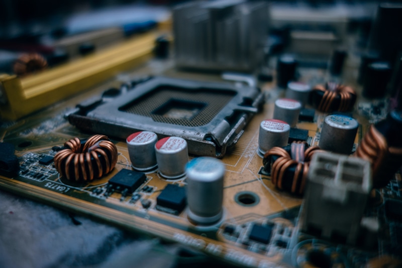 computer, day, inductors, table, photography, selective focus, indoors, hardware, small, creativity, high angle view, motherboard, socket, semiconductor