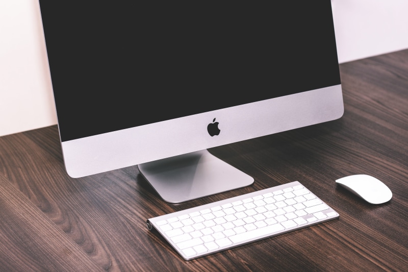 technology, high angle view, desktop PC, internet, furniture, liquid-Crystal Display, still life, table, office, laptop, communication, computer equipment