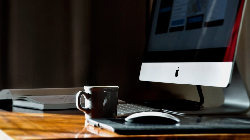 food and drink, computer Mouse, business, coffee - Drink, still life, desk, wood - Material, imac, coffee, office, working, keyboard, arts culture and entertainment