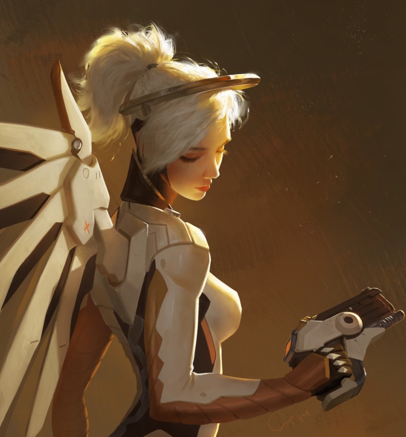 elegance, human hair, fashion, females, beautiful people, technology, holding, hairstyle, female, beauty, white, one person, Mercy (Overwatch)
