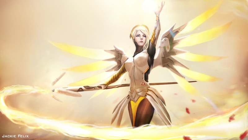anime, nature, one person, studio shot, hair, fashion, wings, Overwatch, yellow, portrait, adult, young women, young adult, beauty in nature