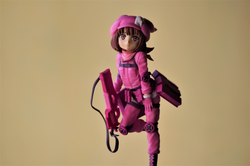gale, gun, robot, pink color, girl, beautiful woman, outfit, studio shot, 4K, colored background, school, people, young adult, sega, character, japanese