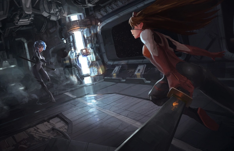 asuka langley sohryu, neon genesis evangelion, sci-fi, 1080P, rei ayanami, Anime, bodysuit