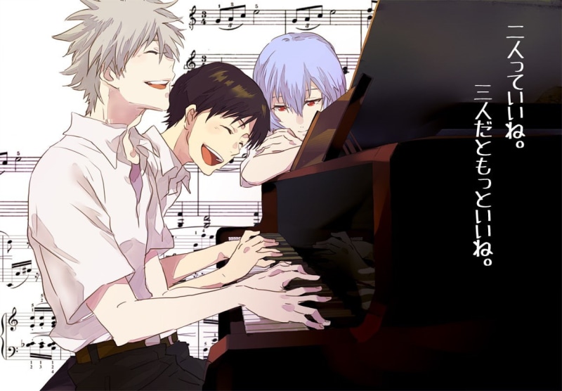 Kaworu Nagisa, Ayanami Rei, side view, communication, beautiful woman, adult, leisure activity, lifestyles, indoors, young women, women, casual clothing