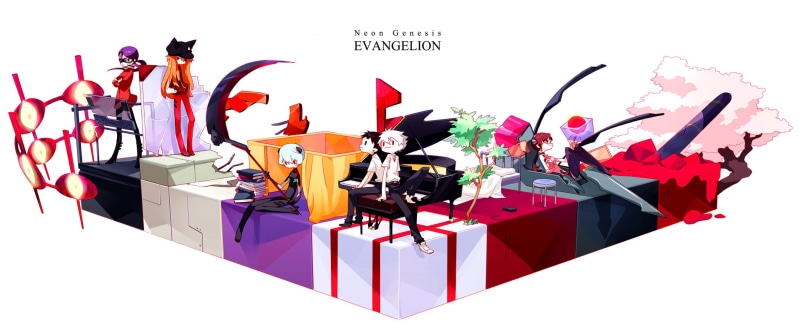 creativity, Katsuragi Misato, arts culture and entertainment, Ikari Shinji, red, celebration, costume, Ayanami Rei, arms raised, studio shot, Makinami Mari
