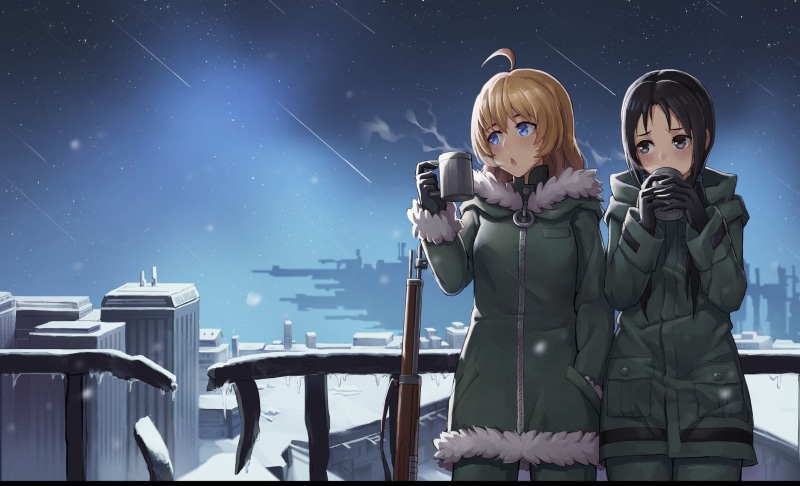 Shoujo Shuumatsu Ryokou, 1080P, Yuuri (Girls Last Tour), Girl, Girls Last Tour, Chito (Girls Last Tour), Anime, Night
