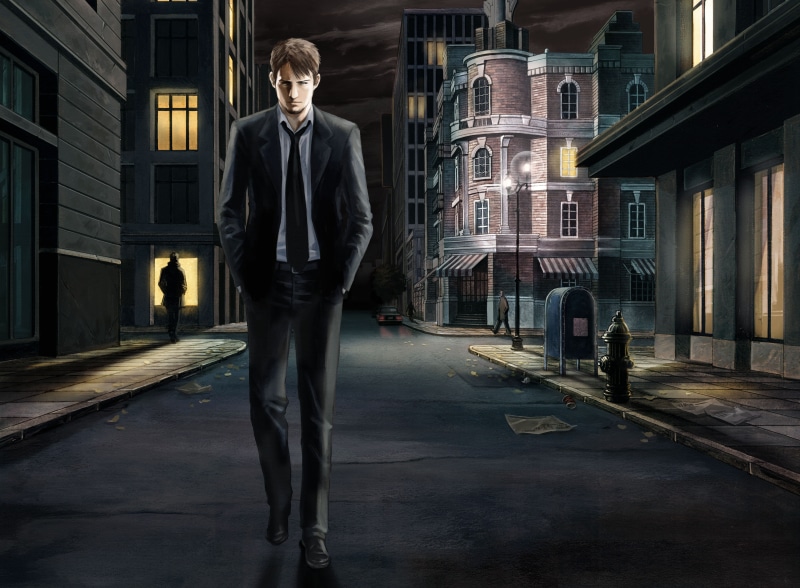 illustration, urban Scene, front view, Silent Night, architecture, men, professional Occupation, people, males, young Adult, businessman, 5K, adult, guy