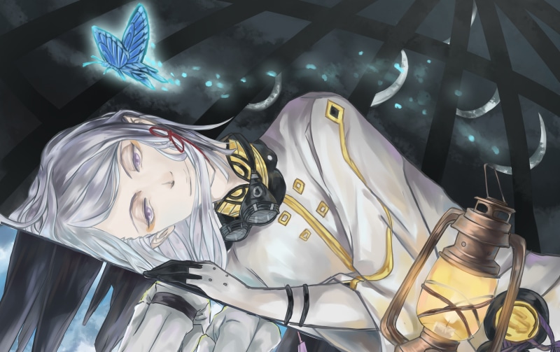 Exile, night, smile, 2K, Last Exile, guy, Dio Eraclea, lantern, butterfly, lies