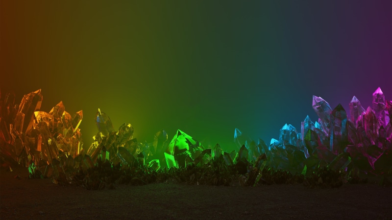 4K, crystal, glowing, colorful, Razer Inc., digital art, render