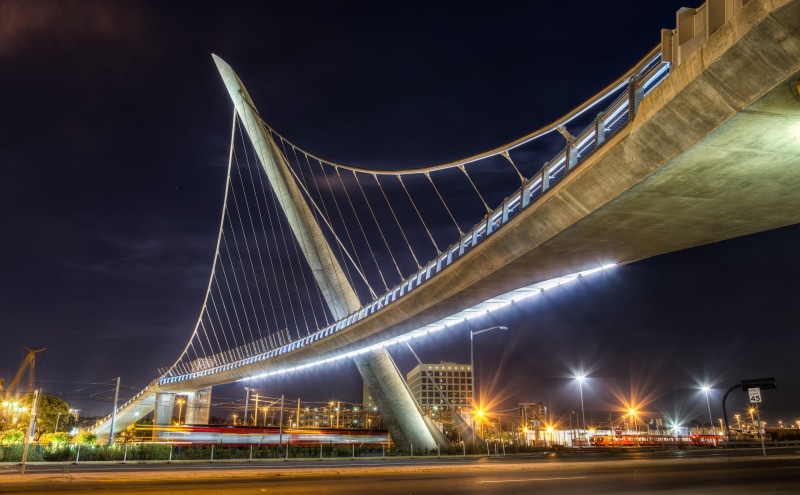 Night, light trail, illuminated, Pedestrian, harbor drive, office building exterior, blurred motion, brown, nature, san diego, travel destinations, Bridge