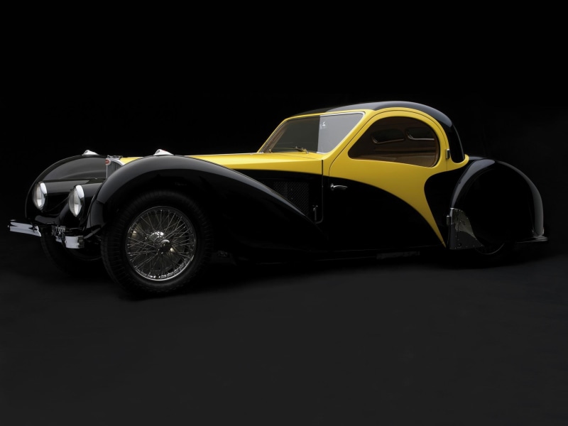 bugatti, antique, 1080P, pretty, atlante, type, yellow, 1937, black, classic, beautiful, atalante, cars, lines, sleek