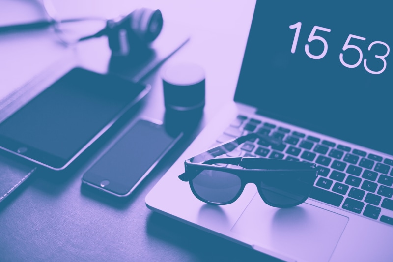 laptop, sunglasses, communication, macbook, keyboard, homeoffice, setup, Duotone, table, home office, pen, small group of objects, computer mouse, technology