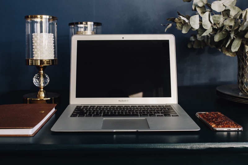 home office, macbook, nature, workplace, computer network, electric lamp, home decor, still life, chair, working, home, dark desk, book, 4K, office, laptop