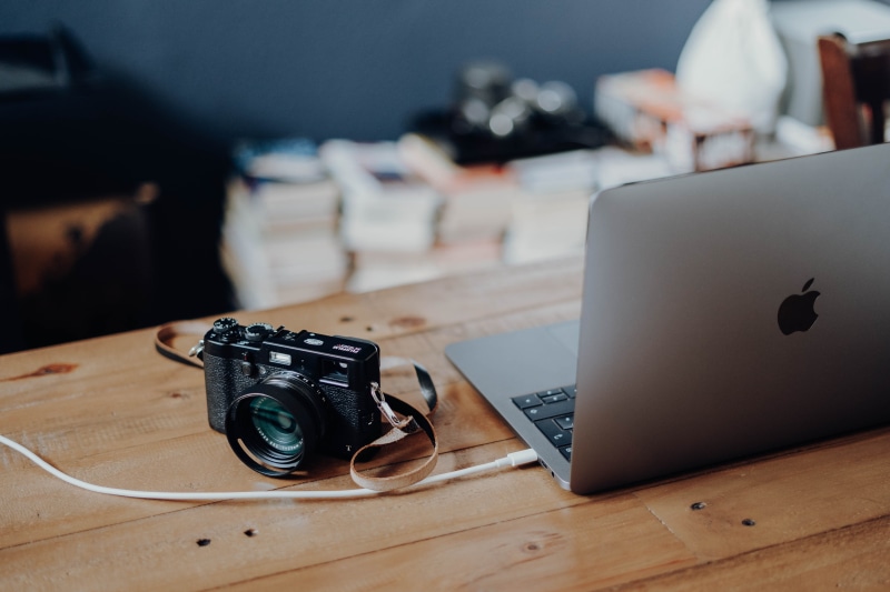 workspace, vintage, macbook, desk, photography Themes, lens, computer, wood - Material, home office, interior design, slr, laptop, backgrounds, no People