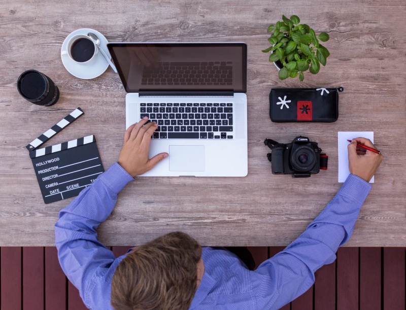 keyboard, workplace, artist, occupation, writes, design, clean, filmklappe, indoors, laptop, dslr, ideas, from above, webdesigner, homework, listed, screenwriter