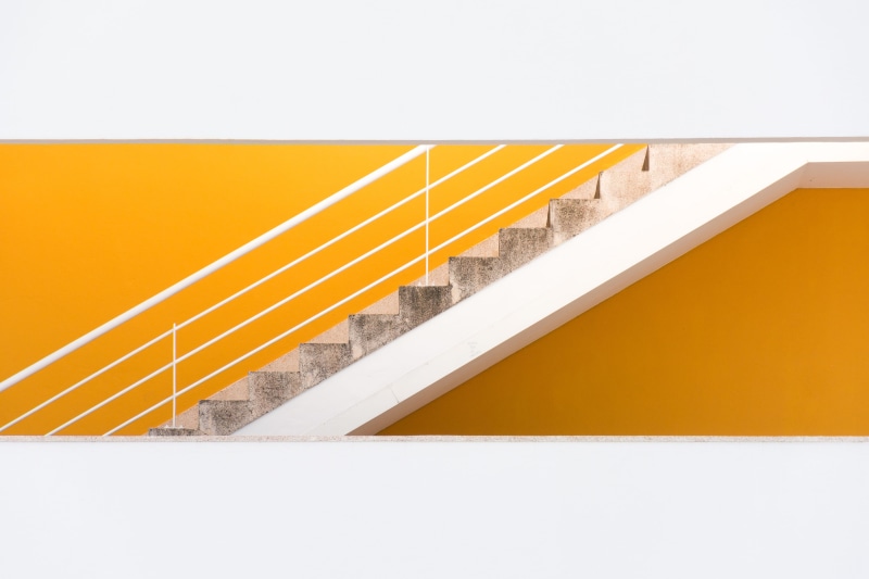 rail, lisbon, architecture, steps, yellow, indoors, flooring, railings, domestic Room, design, simple, no People, construction Industry, up, cement, down