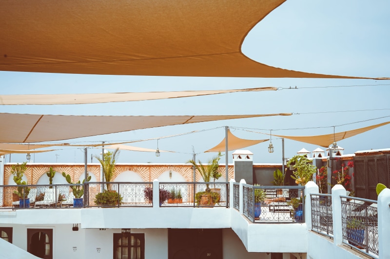 day, poster, nature, roof cover, railing, marrakesh, terrace, bar, architecture, collage, blue, restaurant, furniture, seat, house, chair, building, tourist resort