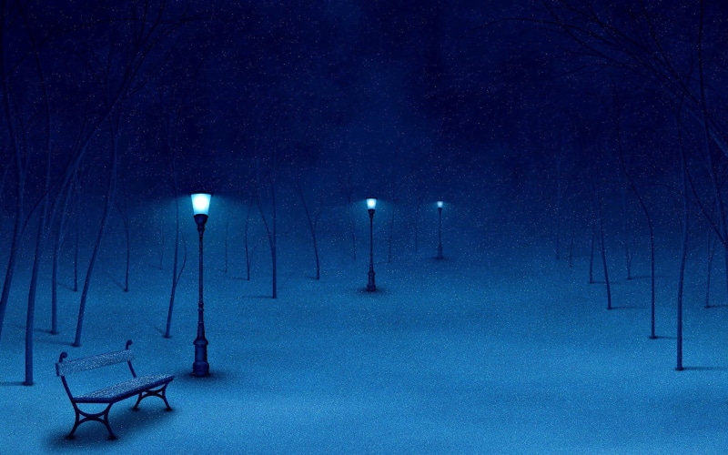 seat, tranquility, park bench, snowing, no people, lantern, absence, snow, lighting equipment, nature, beauty in nature, scenics - nature, 1080P, night