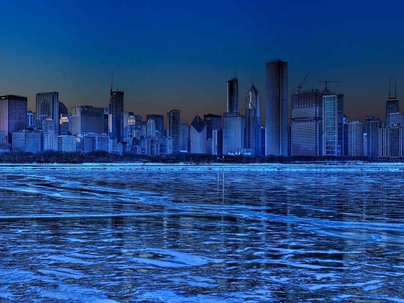 night, urban Skyline, tower, office building exterior, building Exterior, no People, water, sunset, gray, travel, arabia, illuminated, tall - high, reflection