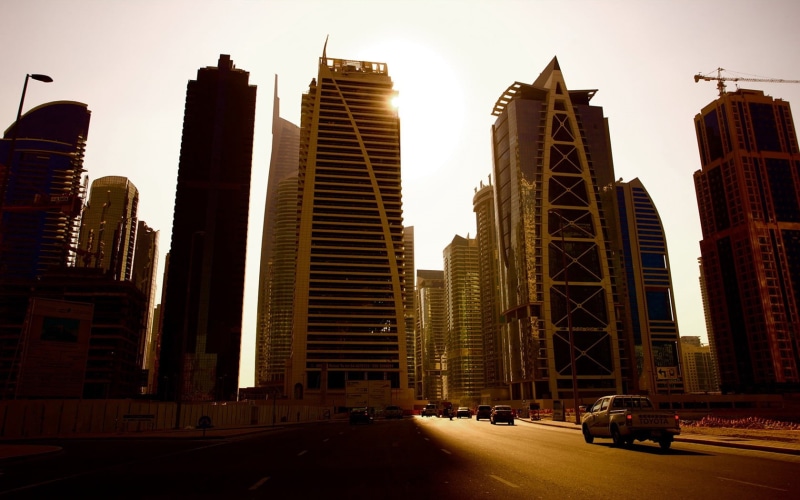 mode of transportation, buildings, car, urban Skyline, united Arab Emirates, architecture And Buildings, road, towers, financial District, land vehicle