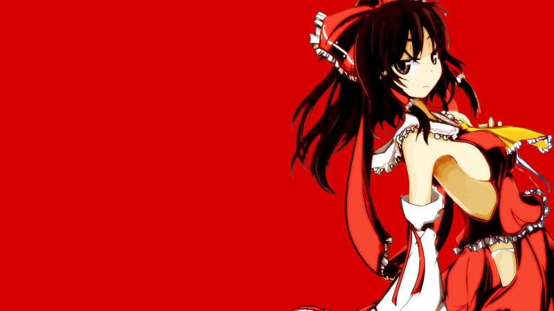 1080P, red ribbon, miko, brunette, Hakurei Reimu, anime, Touhou, anime girls, sideboob