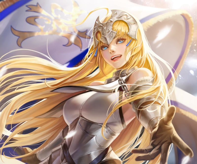 hairstyle, day, arts culture and entertainment, Fate/Grand Order, craft, Jeanne dArc, women, blue eyes, gold colored, blond hair, representation, 1080P