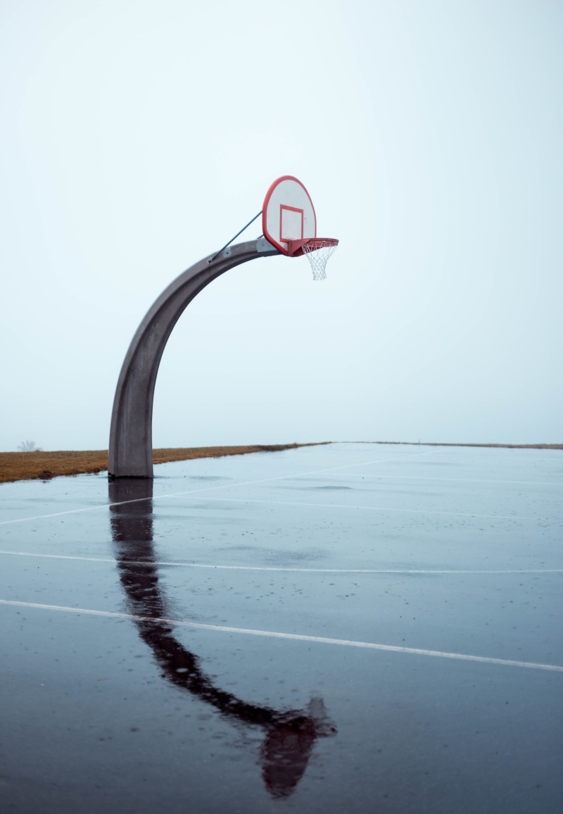 waterfront, sea, sky, reflection, tranquil scene, horizon over water, basketball, day, scenics - nature, outdoors, Basketball Hoop, wet, tranquility, nature