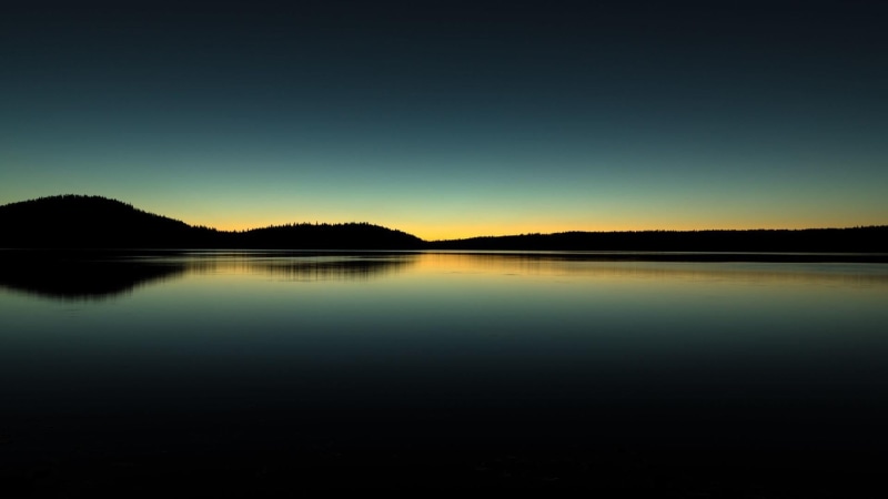 copy space, mountain, calm, reflection, lake, 1080P, tranquil scene, twilight, horizon, non-urban scene, sunset, water, sky, beauty in nature, darkness