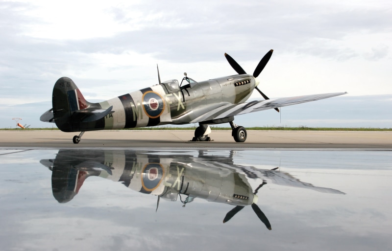 plane, spirit of kent spitfire, water, reflection, 2K