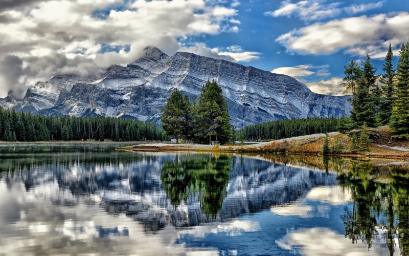 1080P, Alberta, Canada, Banff, National, Mountains, vermillion, Lakes, Park, Trees
